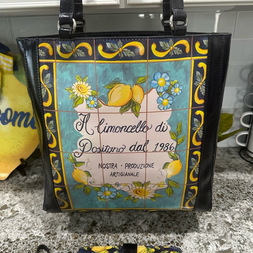 Patricia Nash Multicolor Lemon Print tote and wallet set